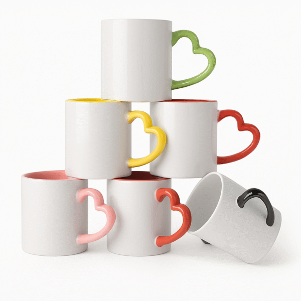 Color Heart Handle Mug