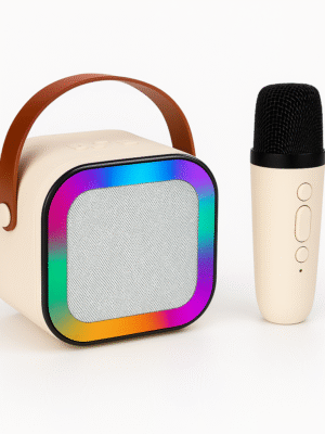 K12 Speaker Machine Bluetooth-Compatible Wireless Karaoke Mic Speaker Multi-Compatibility Modes, RGB Lights | Party POP Bluetooth Speaker with Mic (Blue)