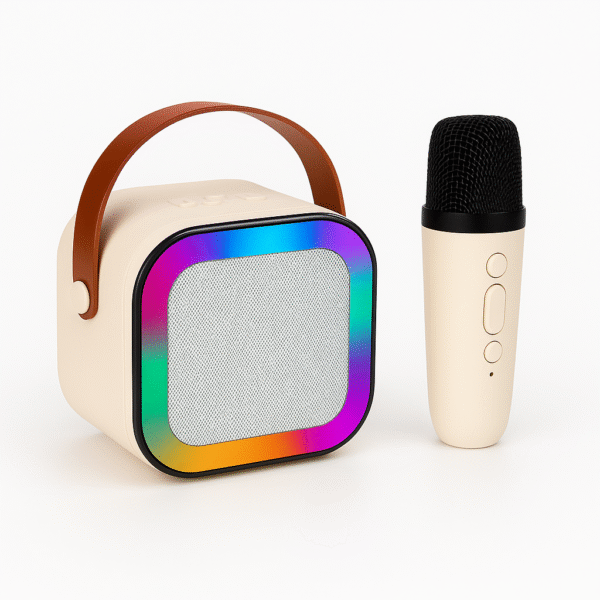 K12 Speaker Machine Bluetooth-Compatible Wireless Karaoke Mic Speaker Multi-Compatibility Modes, RGB Lights | Party POP Bluetooth Speaker with Mic (Blue)