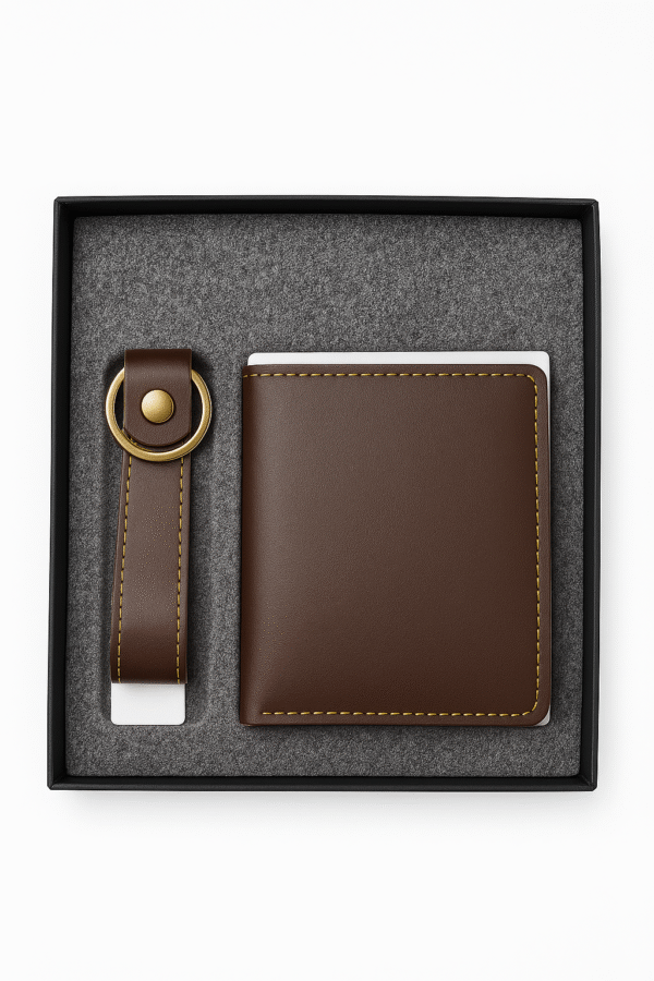 Personalized Leather Wallet with Keychain